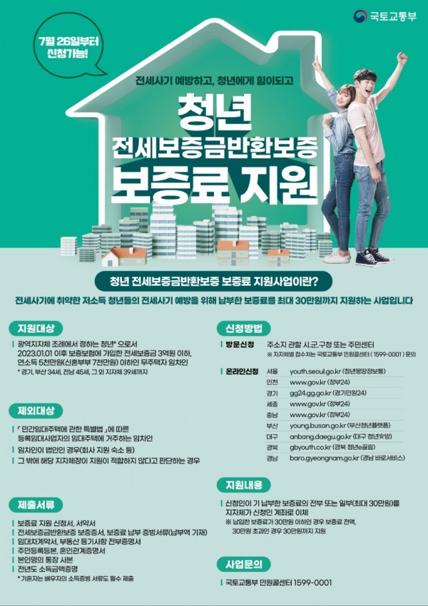 포스터1(청년 전세보증금 반환보증 보증료 지원사업).jpg