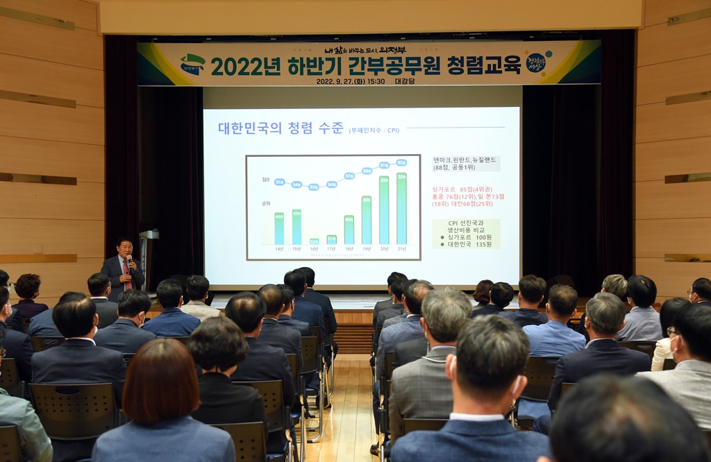 의정부시, 2022년 하반기 간부공무원 청렴교육 실시